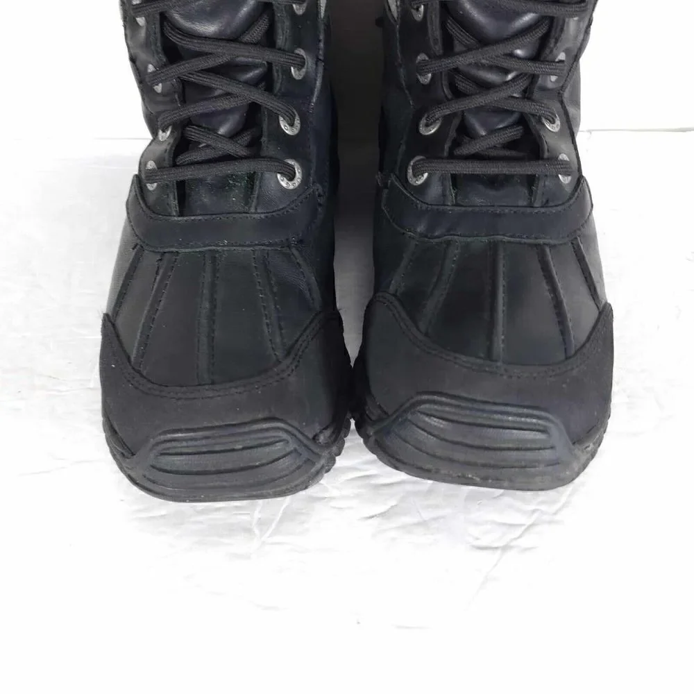 UGG Women's Adirondack Il US7 Black Leather Sheepskin Lace Up Winter Boots